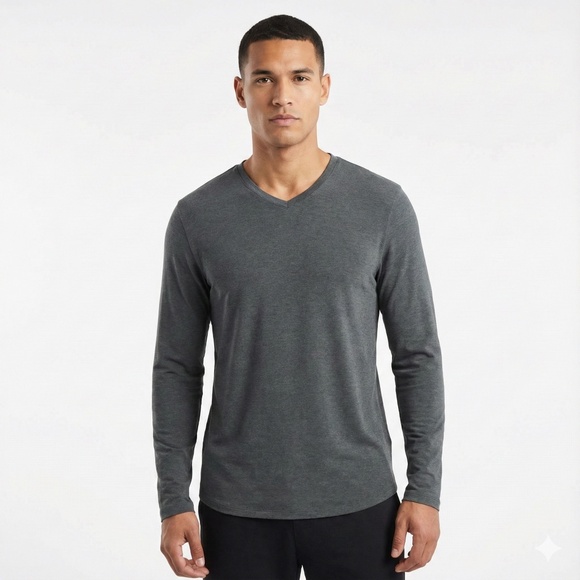 KIT AND ACE Men’s Long Sleeve V Neck Tee Modal Blend with Wool Sz M - Picture 1 of 9